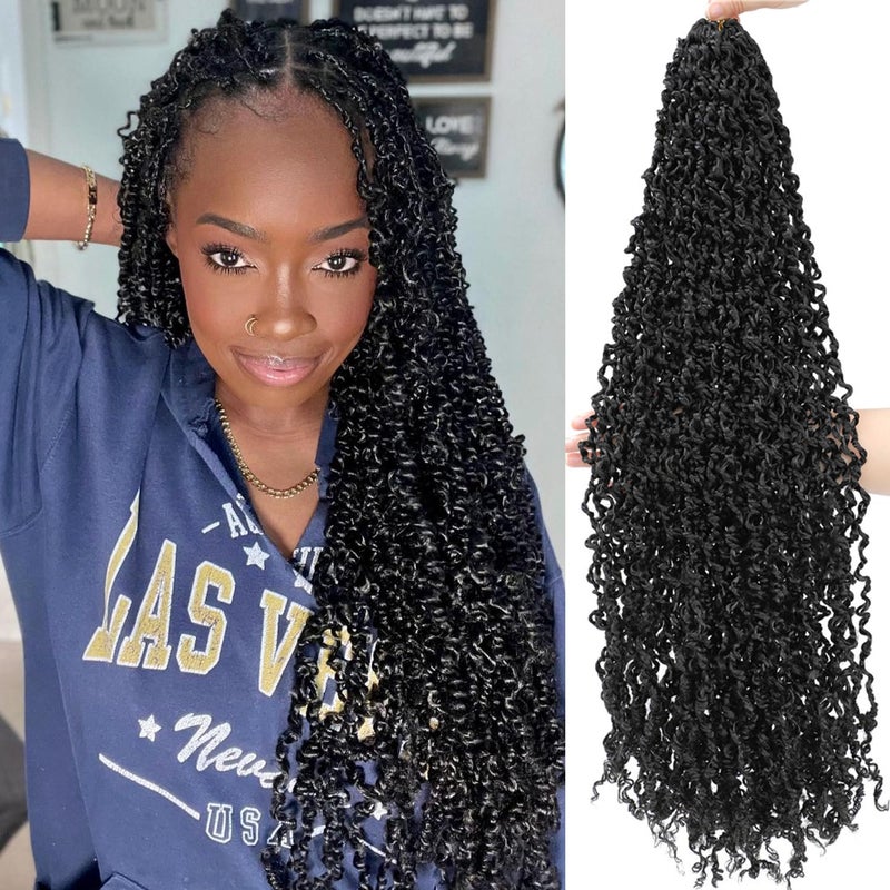 Boho Majesty Twist Crochet Hair 26  8 Packs Black Pre Twisted Mini Passion Twist Crochet Hair Curly Senegalese Dreadlocks Extensions Prelooped Yanky Twist Braids for Women Synthetic